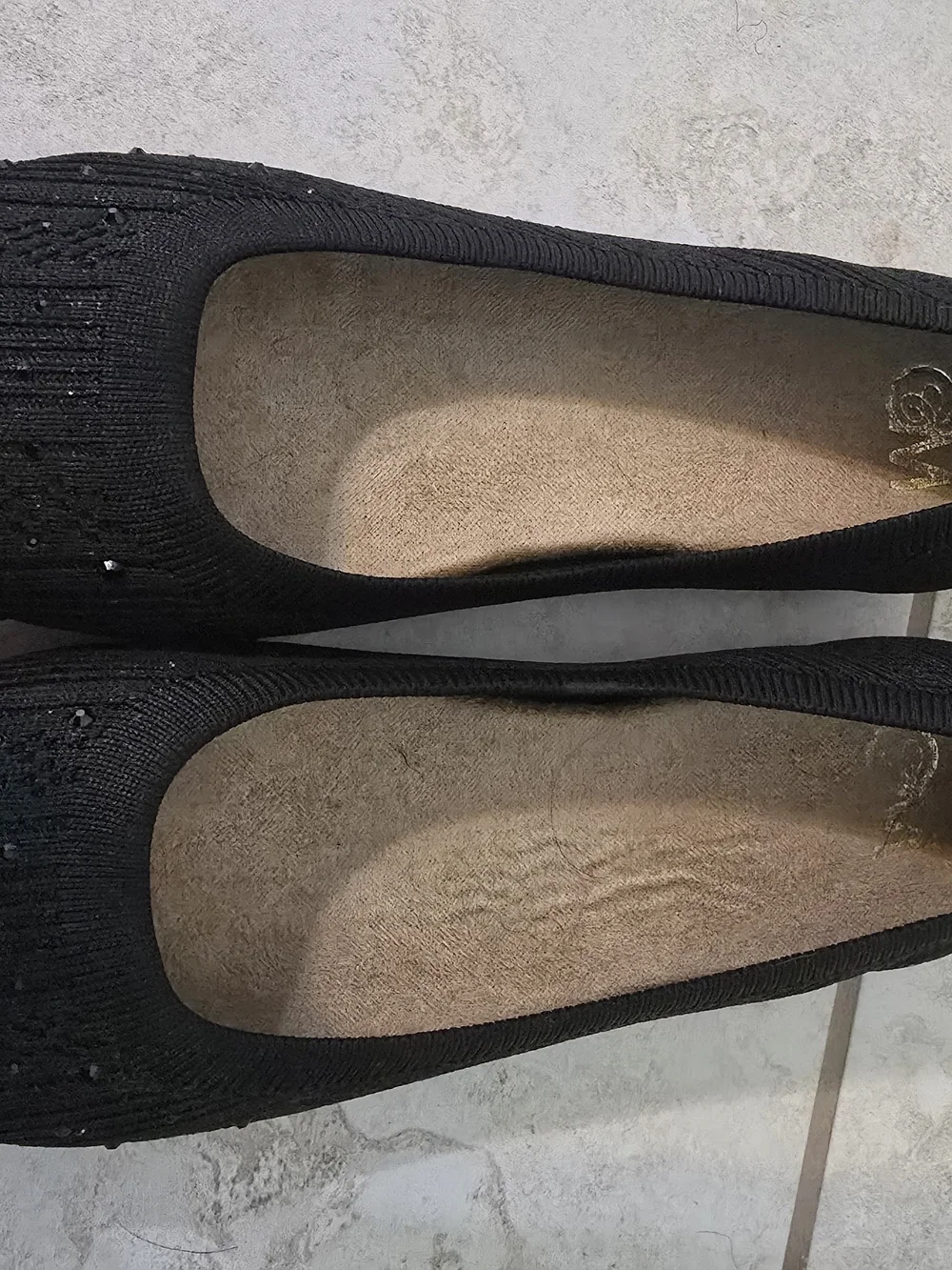 Women's Black Knit Ballet Flats - Cushioned Slip-On Loafers